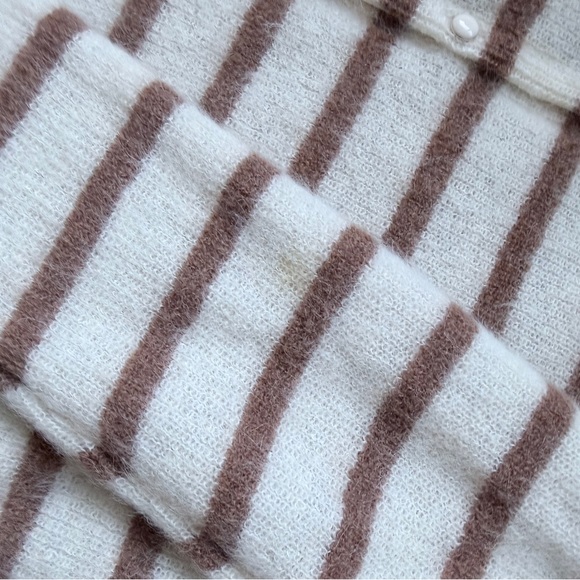 Sezane Cream and Brown Striped Cardigan - Picture 6 of 6
